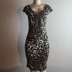 DGNY Leopard Dress with Lace Backside Size Large